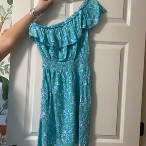 Lilly Pulitzer Blue and White One Shoulder Dress